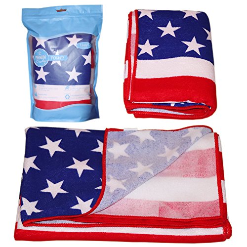 BLUESTAR Mikrofaser-Strandtuch für Herren Damen, schnelltrocknendes Badetuch, 140 x 70 cm usa-flagge - 2