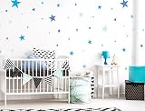 I-love-Wandtattoo WAS-10099 Kinderzimmer Wandsticker Set "Blaue Sterne für Jungen" zum Kleben Wandtattoo Wandaufkleber Sticker Wanddeko