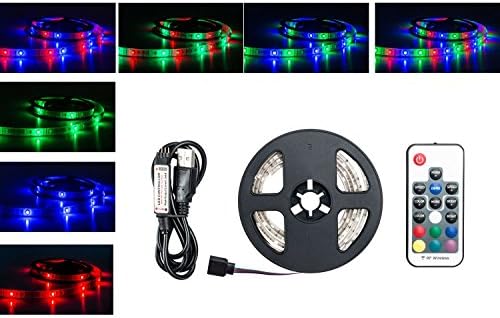 TV Backlight, TDRSHINE RGB LED Strip Light Bias Lighting Waterproof Flexible Background Lights USB Strips with 17 Keys RF Remote Controller Craft Hobby Light Christmas Holiday Home