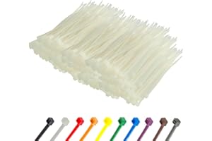 Gocableties Small White Cable Ties, 100mm x 2.5mm, Bulk Pack of 1000, 4” Premium Nylon Zip Ties Clear/Natural, Plastic Tie Wraps, Secure Self-Locking Mechanism, for Home, Garden, Office and DIY