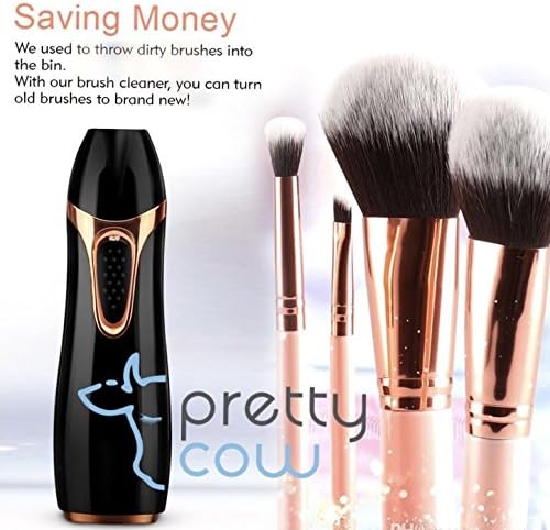 Electric makeup brush cleaner automatic NEW 2018 high quality design by Pretty Cow - takes only seconds to thoroughly clean bacteria from makeup brushes.