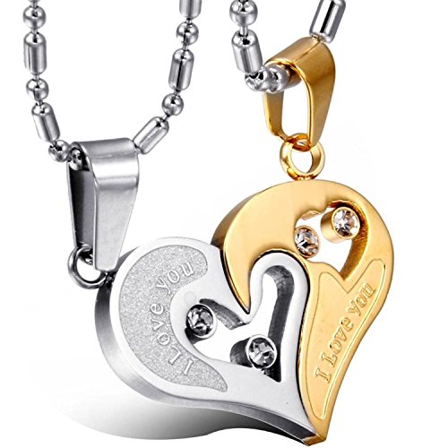 Yutii Our Heart Two Piece 316 Stainless Steel Couple Pendant Necklace Set For Men & Women