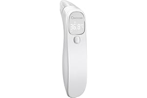 Berrcom Termometro febbre Termometro infrarossi orecchio Termometro fronte senza contatto Termometro digitale con lettura istantanea, allarme febbre