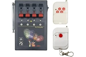 zenda club Accenditore Fuochi d'artificio senza fili a 4 vie + 2 telecomandi – Sistema elettronico pirotecnico con controller – Attrezzature professionali per tiro sicuro di fuochi d'artificio