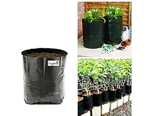 VAYINATO UV Protected Nursery Plastic Poly Grow Bag for Gardening (Black) 6 inch  8 inch (Pack of 100)