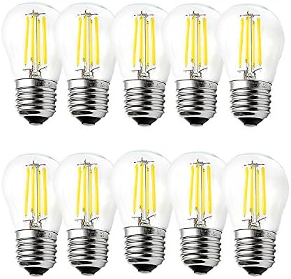 WULUN 10-Pack 4W G45 E27 Mini Globe LED Filament Bulb Warm White 2700K Edison Screw SES LED Antique Clear Golf Ball 40W Incandescent Equivalent(Non-dimmable)