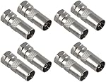 Poppstar 8x SAT Adapter Koax Antenne (4x F-Stecker auf IEC Antennenstecker, 4x auf Antennenbuchse), Coax Kupplung für Koaxialkabel - Antennenkabel, silber
