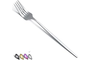 HOMQUEN - Tenedores de Cena esmerilados, 6 Piezas, Tenedoresde Acero Inoxidable, Juego de Cubiertos, Tenedores de Postre, Tenedore de Mesa, Tenedore de Ensalada (Plata Mate-8.4 Pulgadas)