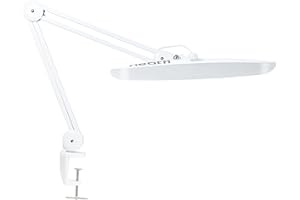 Neatfi Lampe de bureau à LED XL 2 200 lumens, 4 niveaux de luminosité, 24W, 117 LED SMD, lampe de travail de qualité professionnelle pour la maison, le bureau (Non-CCT avec Pince, Blanc)