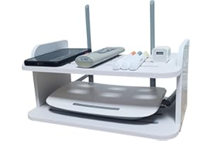 KINVVR White 30cm Wall Mount WiFi Router Storage Box,TV Shelf Multimedia Storage Shelf,Cable and wire storage rack made of Wood-Plastic(CX01,White)