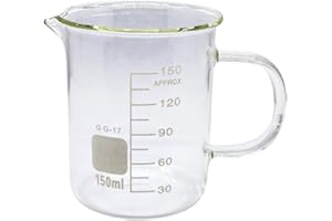HAITUOYIZHAN 1 bécher de laboratoire en verre borosilicate de 50 ml, 100 ml, 250 ml, 500 ml, 1000 ml avec poignée, pour mesurer la balance et l'équipement de laboratoire (150 ml)