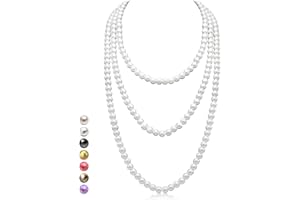 Halukakah 1920s Long Pearl Necklace for Women - Exquisite Natural Cultured Pearls - Luxurious 8 mm Strand with Timeless Elegance - Length 150 cm / 180 cm - Perfect for Special Occasions