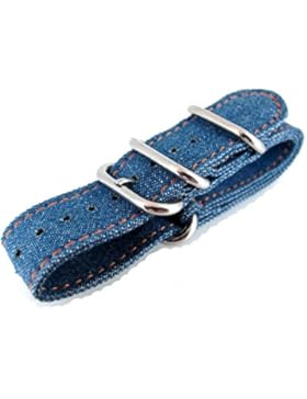20mm Uhrenarmband Leinwand Sport Armee Blau Jeans Denim Muster, professionelle Zulu nys-113