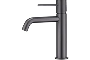 GALYON IMEX Grifo Monomando de Lavabo, Serie Monza BDM039-1, Acabado Cromo, Cartucho Cerámico Ø26 mm, Flexos 3/8" (Black Gun Metal)