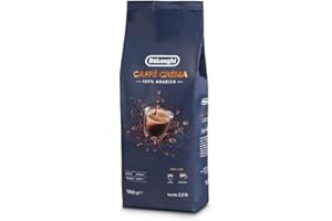 E ELECTROTODO REPUESTOS Y PEQUEÑO ELECTRODOMESTICO DeLonghi Café en Grano Natural 1kg Caffé CREMA 100% Arabica para Moler y para Cafetera Superautomática - Café de Tueste Ligero, Intensidad 4/6, Aroma 3/6 y Sabor Dulce con Toques de Caramelo