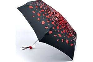 RAININGLIPSMINILITE Lulu Guinness Raining Lips Red & Black Compact Handbag Size Minilite Umbrella