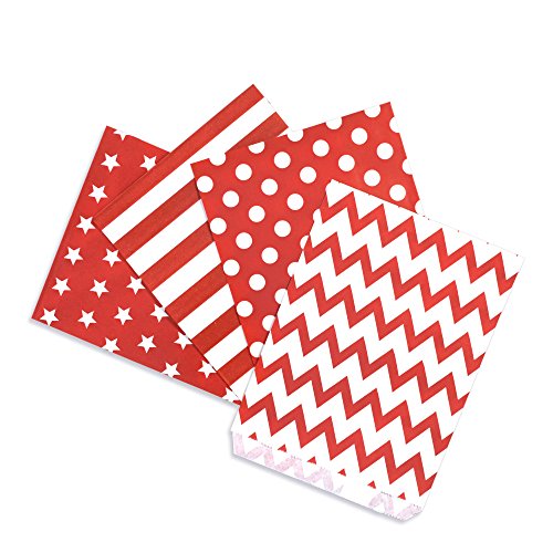 100 Frau Wundervoll Papiertüten Mix rot, 4 Designs zu je 25 Stück / Geschenktüten / Candy Paper Bags