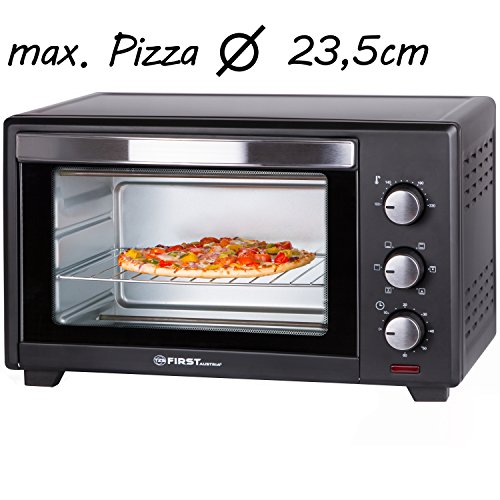 TZS First Austria – 19 Liter Backofen mit Krümelblech | 1380 Watt | Innenbeleuchtung | Umluft | Mini Pizza-Ofen | Doppelglastür | Timer - 2