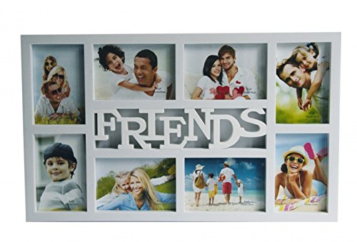 Fotorahmen FRIENDS weiß mit Glas für 8 Fotos 53 x 32 cm Bilderrahmen Collage
