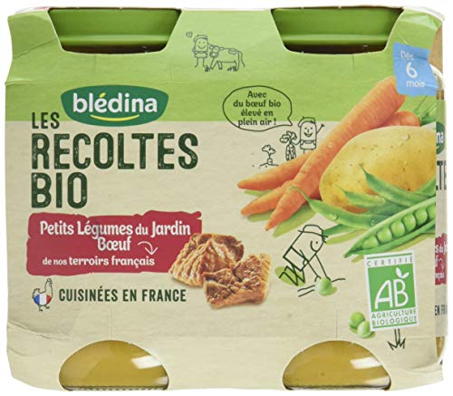 Blédina Les Récoltes Bio 12 petits pots Légumes du Jardin Buf dès 6 mois (Pack de 6x2 pots)