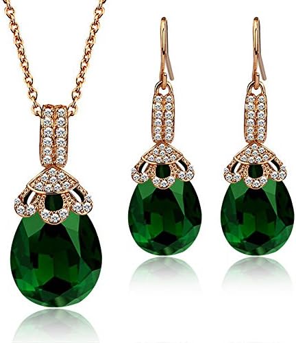La Vivacita® 18ct rose Gold finish Stunning oval jewellery set with Swarovski Crystals High quality gift for women(Emerald)