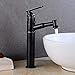 Produktbild Badezimmer Küche-Wannen-Hahn, Kupfer Teleskop Schwarz Vintage Style mit ausziehbarem 360 ° Schwenkauslauf warmen und kaltes Wasser Plating-Bassin-Mischer-Hahn, Hoch