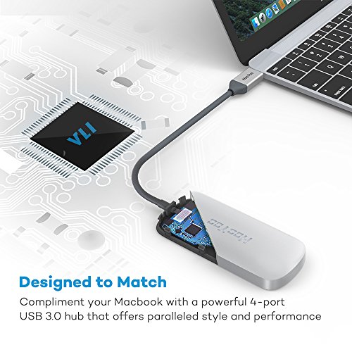 HooToo USB-C Hub Type-C Hub mit 4 USB 3.0 Anschlüssen für MacBook und Windows USB C Laptop, Silber - 2