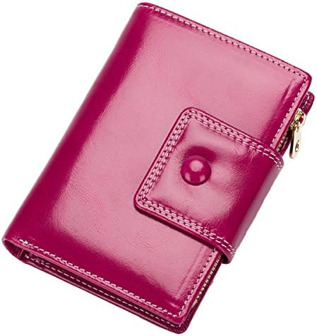 Mens Simple Durable Bifold Wallet Genuine Leather,Red-OneSize