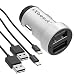 Produktbild iXboost iX-5S SET Speed Charge 4.8A Dual USB Auto-Ladegerät Voll-Metall Kfz Adapter silber Intelligent IC 2 Port Ladeadapter + 2x Lightning Ladekabel für z.B. iPhone 6 / iPhone 7 schwarz