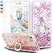 Price comparison product image Feyten iPhone 8/ iPhone 7 Case with Tempered Glass Screen Protector [2 pack], Sparkly Glitter Bling Flowing Liquid Floating Case Cover with Kickstand for iPhone 8/7 4.7" (Rose Gold)