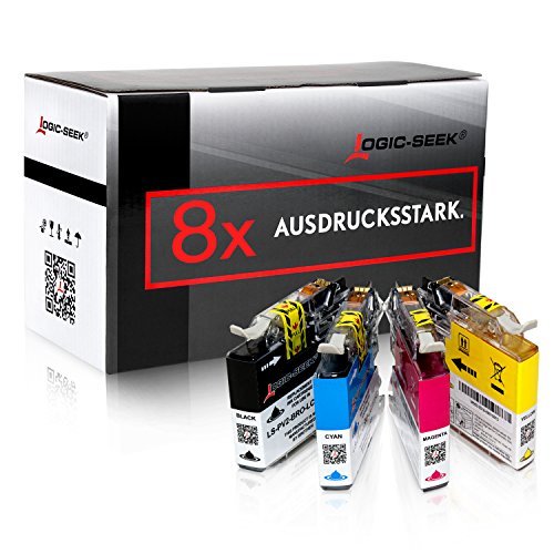 8 Tintenpatronen für Brother LC-223 XXL LC-225 LC-227, MFC-J5320DW, MFC-J4420DW, MFC-J5620DW, MFC-J4620DW 4-in1, DCP-J4120DW, Schwarz je 20ml, Color je 13ml
