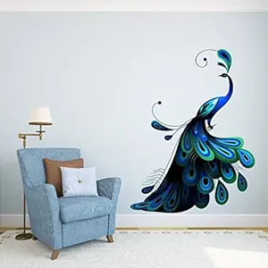 Grand Pixels PVC Vinyl Peacock Birds Nature Wall Sticker for Bedroom (100 cm X 75 cm, Multicolour)