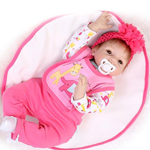 NPKDOLL Reborn Baby Doll Soft Silicone Vinyl 22inch 55cm Magnetic Mouth Lifelike Boy Girl Toy Pink Elephant A1UK