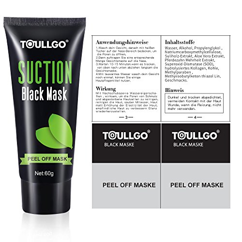 Peel off Maske, Black Mask Mitesser, Black Head Maske, Mitesser Gesichtsmaske, Gesichtsmasken Schwarz Black Mask, Blackhead Remover Mask, Black Mud Mask Mitesser, ToullGo® Peel off Maske Tiefenreinigung Pore Acne Peel Purifying Black Head anti Akne Reißen-Typ Mask Blackhead Killer (60g) - 7