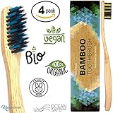 Cepillos de dientes de Bambú - El mango es 100% de madera de Bambú , las cerdas han sido optimizadas con carbón vegetal. Lo mejor para usted y para la naturaleza.
