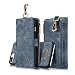 Produktbild iPhone 7 Plus Geldbörse Leder Tasche mit Karte und Geld Slots Caseme echtes Leder Geldbörse Magnetic Case Flip Mit Reißverschluss, 5 x Kreditkarte Slots Und Bilderrahmen(für iPhone 7 Plus , Blau)