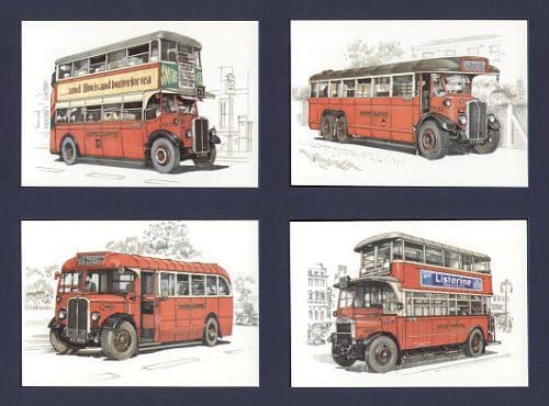 London Red Buses - Prewar Art Postcards