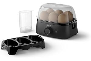 VERSUNI Philips Egg Cooker 3000 Series, Family Size up to 6 Eggs (Soft, Medium, Hard, Poached), Easy to Clean, Accessory Poach Tray & Egg Picker, 400W, Compact Design (HD9137/90)