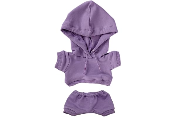 niannyyhouse Vêtements de poupée en peluche élastique et solide - Costume de sport - Pantalon à capuche - Accessoires de déguisement en peluche douce - 20 cm - Violet