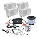 Pyle 1200 Watt Bluetooth Marine Amplifier Speaker System w/ 4 x 3.5" 200 Watt 3-Way Weather Proof Box Speakers & 50 FT 18 Gauge Stereo Marine Wire - White Speakers RS.26729.00