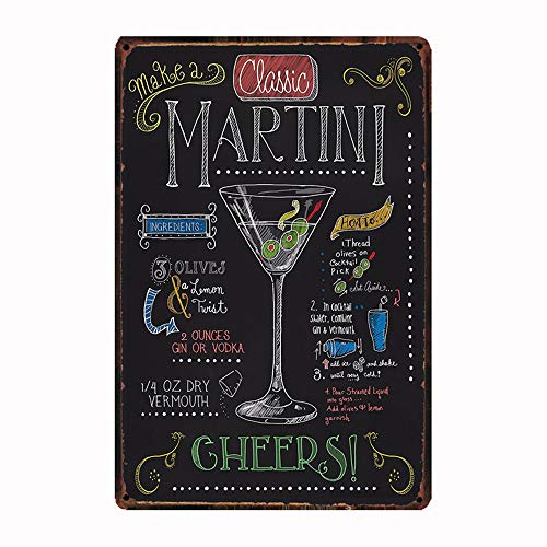 Mega-deal Placa Decorativa de Metal en Relieve, diseño de Martini con Texto en inglés How to Make a Classic, 30,5 x 20,3 cm