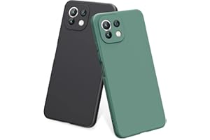 Wanme 2 Piezas Funda Compatible con Xiaomi Mi 11 Lite 5G / 5G NE / 4G, Suave TPU Silicona Caso Anti-Raspaduras y Anti-Choques Case Cover, Protección Integral de la Cámara, Negro/Verde Oscuro