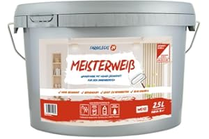 Farbklecks24 Meisterweiß (versch. Größen) Wandfarbe, weiss (2,5L), hohe Deckkraft