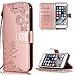 Produktbild Handyhülle für iPhone 7 Leder,iPhone 8 Hülle,FNBK Blumen Flip Wallet Stand Case Card Leder Tasche Karteneinschub Magnetverschluß Kratzfestes Rosegold Schutzhülle für Apple iPhone 7/iPhone 8 4.7"