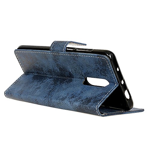Funda Para Alcatel A7  Sunrive Funda Protecci  n Carcasa Cuero Resistente Cierre Magn  tico carcasa en folio  soporte plegable ranuras para tarjetas  retro azul    1 x L  piz   ptico
