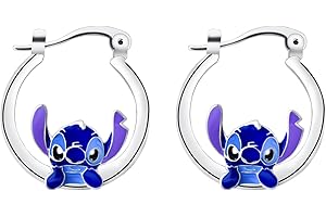 BITOWO Orecchini a forma di Stitch a tema anime, per ragazze, donne, bambini, amanti, carini, cartoni animati, orecchini a perno, amicizia, blu, per ragazze adolescenti, compleanni, bestie, lauree, colleghi,