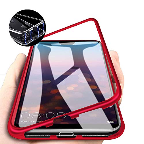 DoubTech Case Vivo Nex A Magnetic Adsorption Tech Case Strong Magnets Built-in Hybrid Aluminum Frame Back Transparent Tempered Glass Scratch Resistance Shockproof Cover