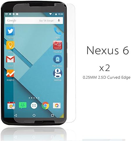 Google Nexus 6 screen Protector,NasaBear 2 Pack LG Google Nexus 6 Tempered Glass Screen Protector HD 0.25mm Slim 2.5D 9H Hardness Premium Tempered Glass Screen Protector For Google nexus 6