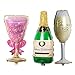 Produktbild ILOVEDIY 3Stück Folienballon Geburtstag Weinflasche Heliumballon Glas Champagner Party Karneval Dekoration
