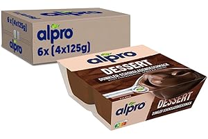 ‎ALPRO Alpro Soya-Dessert Dunkle Schokolade Feinherb – Auf Soyabasis – Vegan und von Natur aus laktosefrei – Reich an Calcium und Vitaminen – 6 x (4 x 125) g